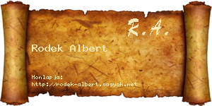 Rodek Albert névjegykártya